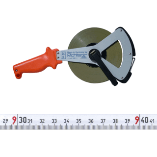 weißlackiertes Stahlbandmaß im V-Rahmen 50 m B